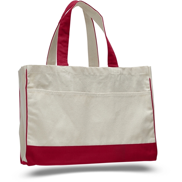 Urban Two-Tone Canvas Tote Bag w/ Interior Zipper Pocket - Image 7
