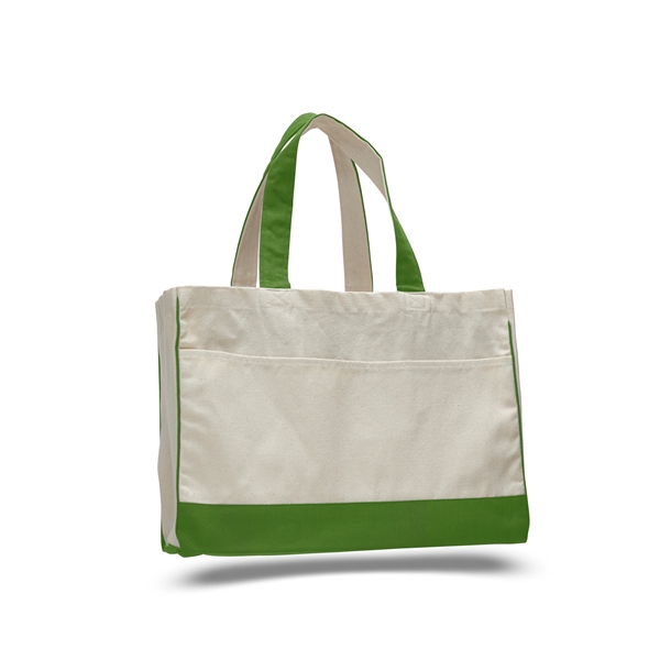 Urban Two-Tone Canvas Tote Bag w/ Interior Zipper Pocket - Image 8