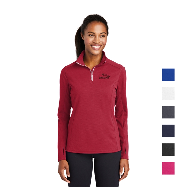 Sport-Tek® Ladies Sport-Wick® Textured 1/4-Zip Pullover - Image 1