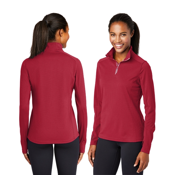 Sport-Tek® Ladies Sport-Wick® Textured 1/4-Zip Pullover - Image 2