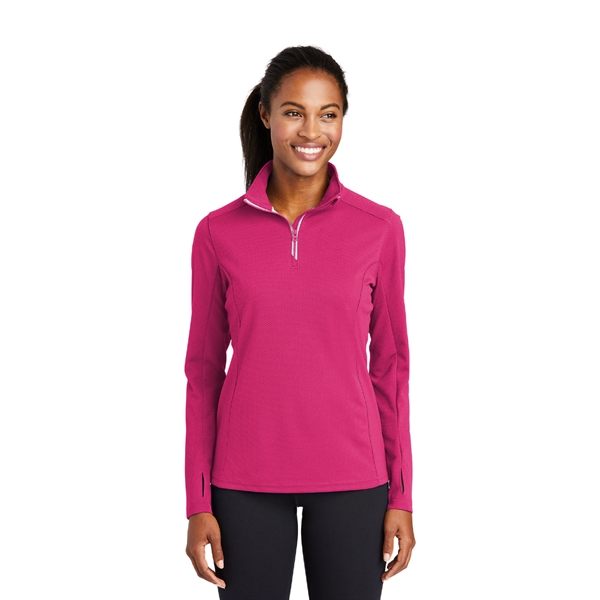 Sport-Tek® Ladies Sport-Wick® Textured 1/4-Zip Pullover - Image 3