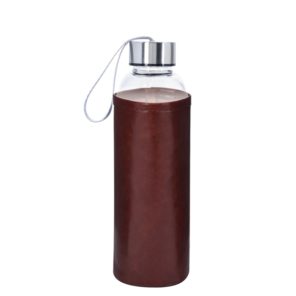 18 OZ. Aqua Pure Glass Bottle With Leatherette Sleeve - Image 3