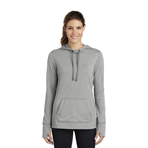 Sport-Tek ® Ladies Tri-Blend Wicking Fleece Hooded Pullover - Image 2