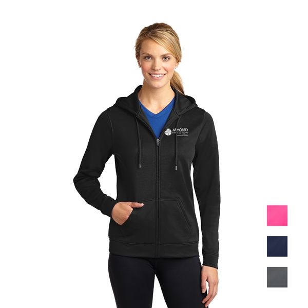 Sport-Tek® Ladies Sport-Wick® Fleece Full-Zip Hooded Jacket - Image 1