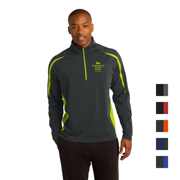 Sport-Tek® Sport-Wick® Stretch 1/2-Zip Colorblock Pullover - Image 1