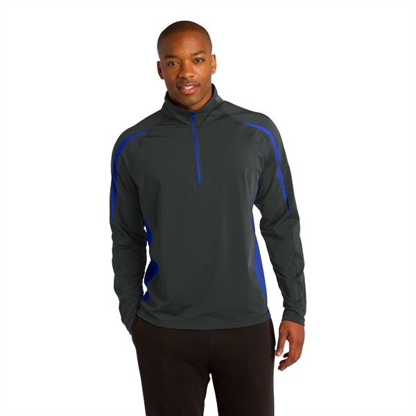 Sport-Tek® Sport-Wick® Stretch 1/2-Zip Colorblock Pullover - Image 2