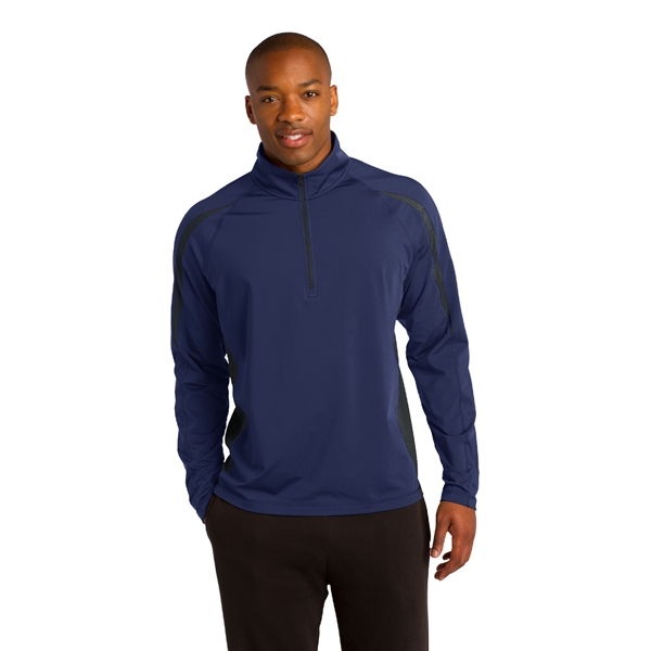 Sport-Tek® Sport-Wick® Stretch 1/2-Zip Colorblock Pullover - Image 3