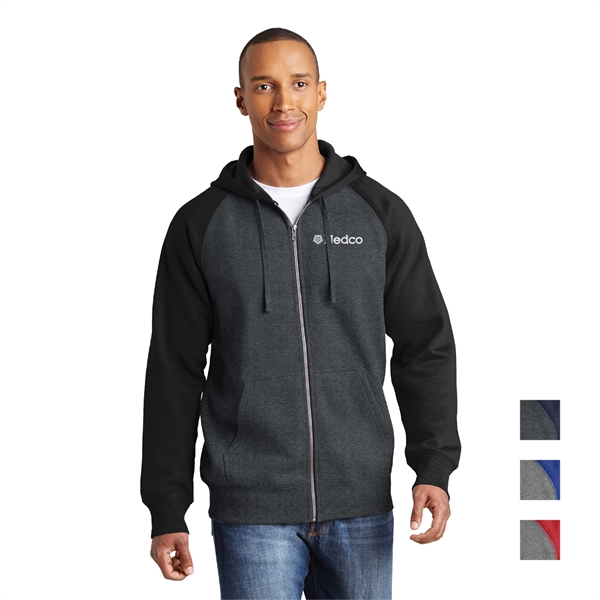 Sport-Tek® Raglan Colorblock Full-Zip Hooded Fleece Jacket - Image 1