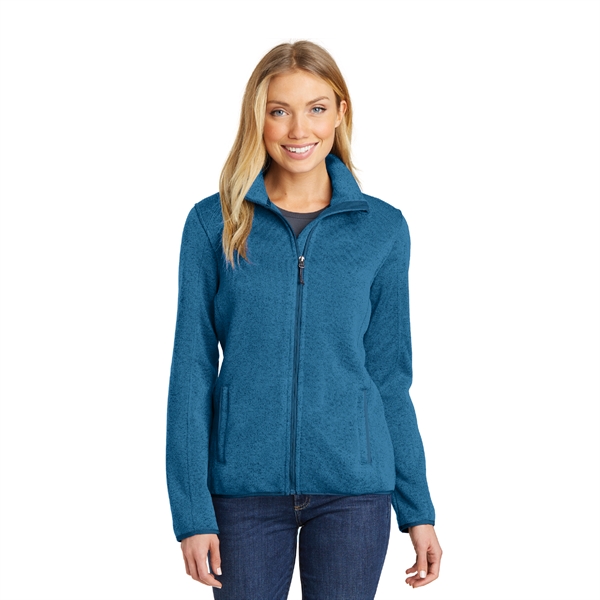 Port Authority® Ladies Sweater Fleece Jacket - Image 3