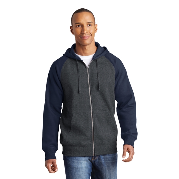 Sport-Tek® Raglan Colorblock Full-Zip Hooded Fleece Jacket - Image 2