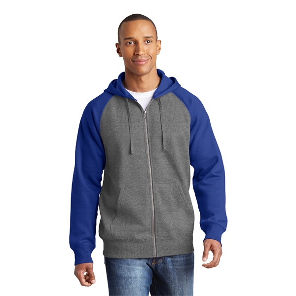 Sport-Tek® Raglan Colorblock Full-Zip Hooded Fleece Jacket - Image 3