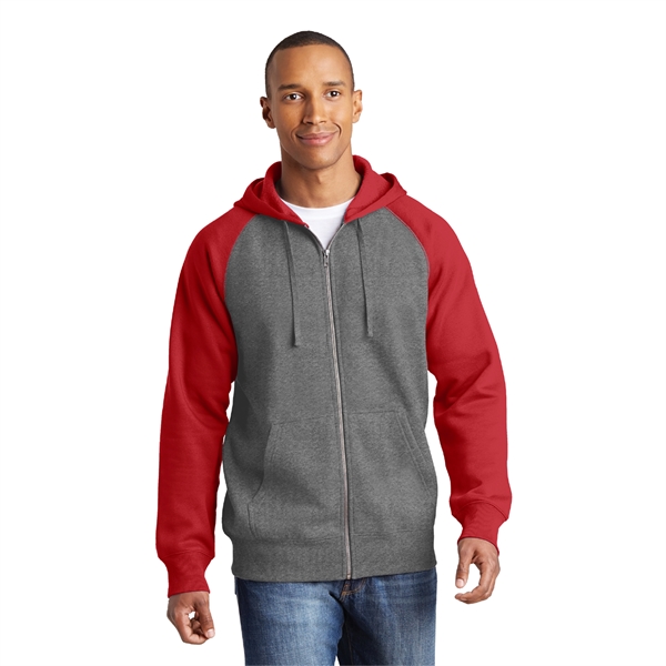 Sport-Tek® Raglan Colorblock Full-Zip Hooded Fleece Jacket - Image 4