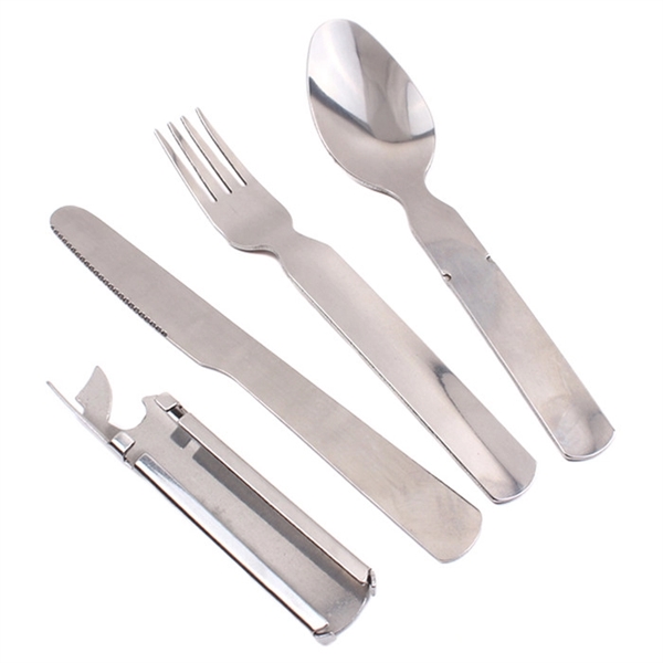 5 in 1 Utensil Set of Spoon Knife Fork and Bottle Can Opener - Image 2