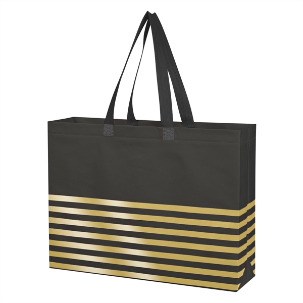 Non-Woven Horizontal Stripe Tote Bag - Image 10