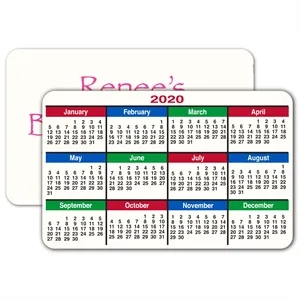 30 mil Plastic Credit Card Size Calendar