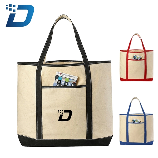 Canvas Tote Bag With Pockets - Image 1