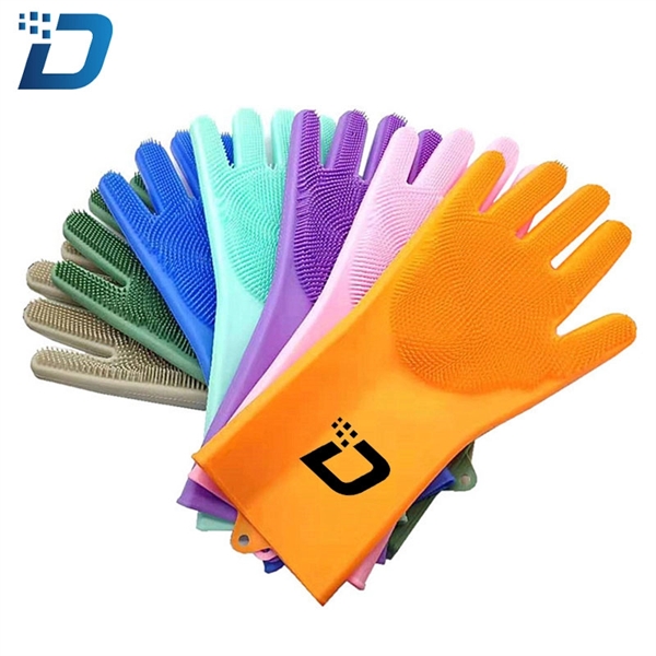Silicone Reusable Cleaning Brush Kicthen Gloves - Image 1
