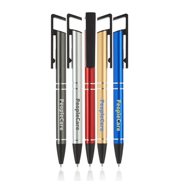 Grand Push Action 2-in-1 Metal Cell Stand Pen - Image 1
