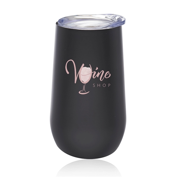 9 oz. Stemless Flute Wine Glass with Lid - Image 2