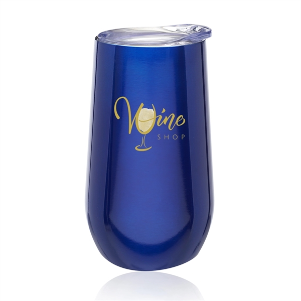 9 oz. Stemless Flute Wine Glass with Lid - Image 7