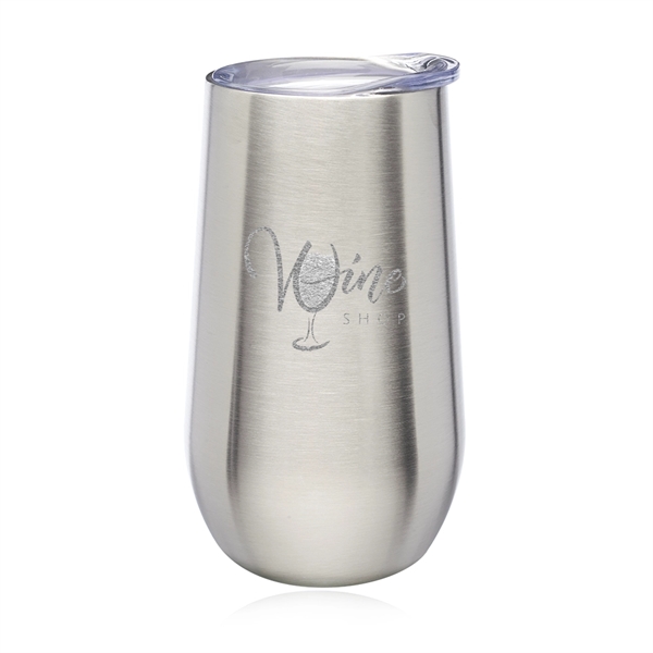 9 oz. Stemless Flute Wine Glass with Lid - Image 10