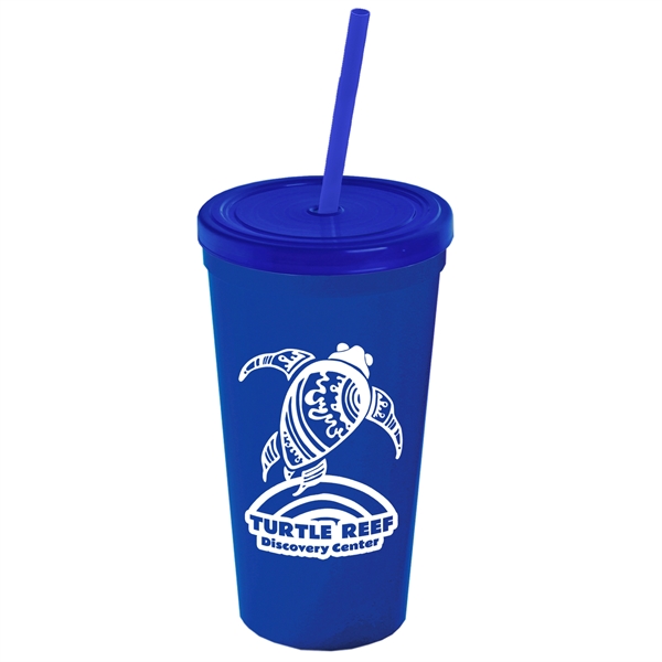24 Oz. Stadium Cup With Straw And Lid - Image 1