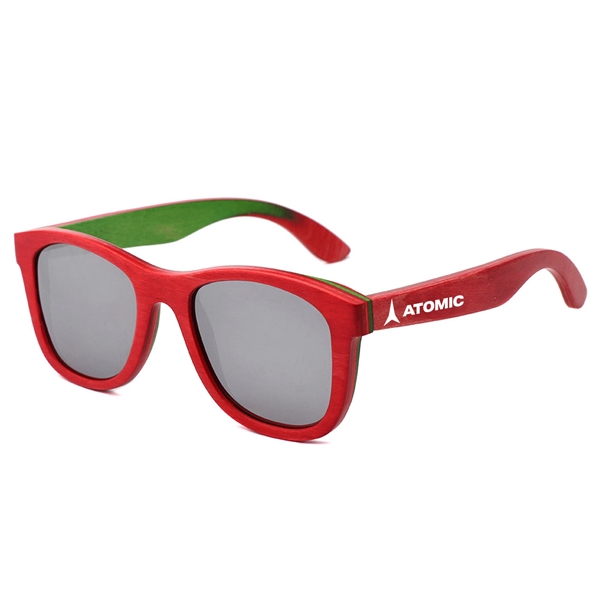 Skateboard Wood Mirrored Lenses Promotional Sunglasses - Image 4