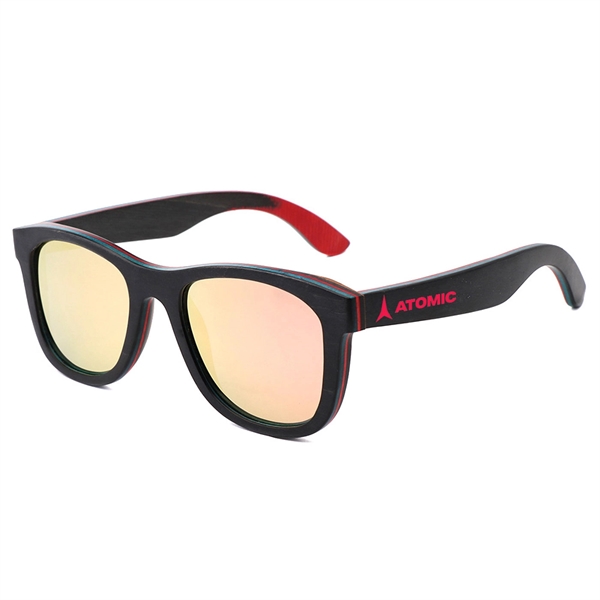 Skateboard Wood Mirrored Lenses Promotional Sunglasses - Image 5