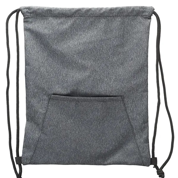 Heathered Drawstring Backpack with Pocket - Image 4