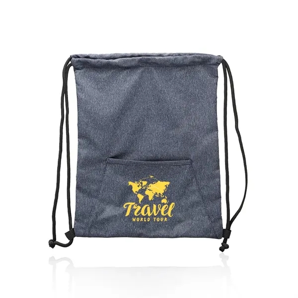 Heathered Drawstring Backpack with Pocket - Image 5