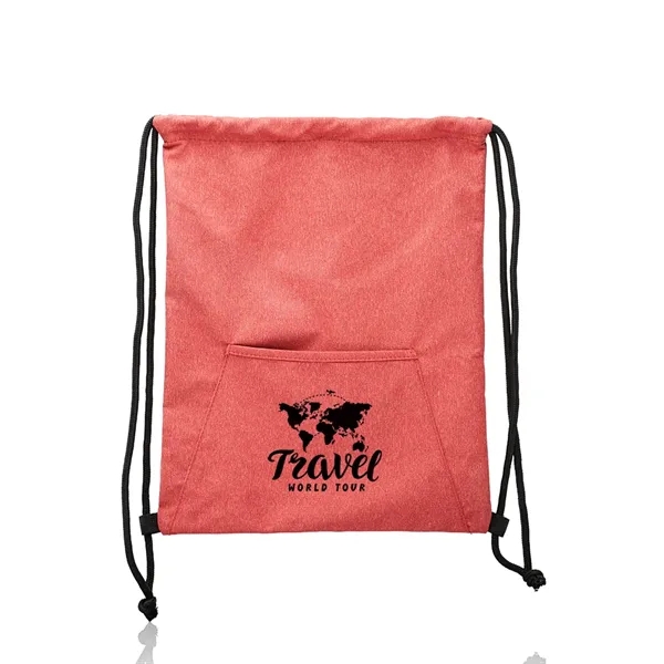 Heathered Drawstring Backpack with Pocket - Image 11