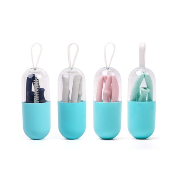 Eco-friendly Portable Collapsible Silicone Straws