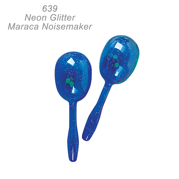 5" Neon Glitter Maraca Noise Maker - Musical Toy Noisemaker - Image 2