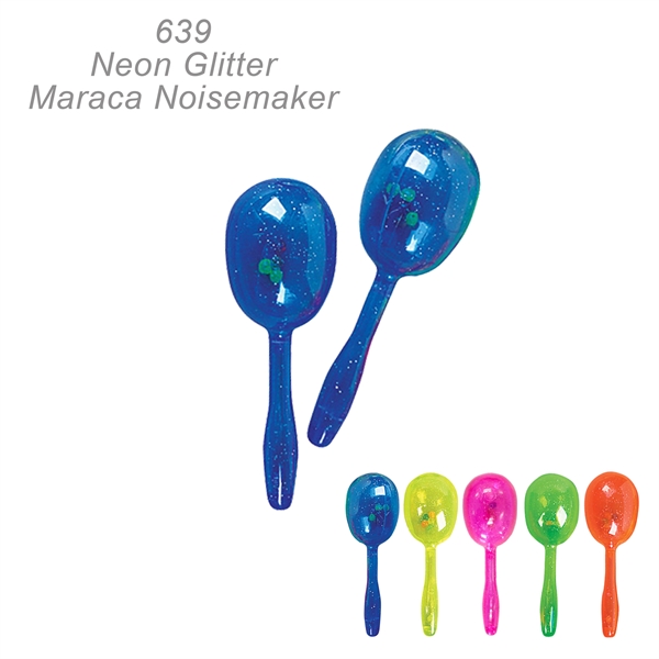 5" Neon Glitter Maraca Noise Maker - Musical Toy Noisemaker - Image 3