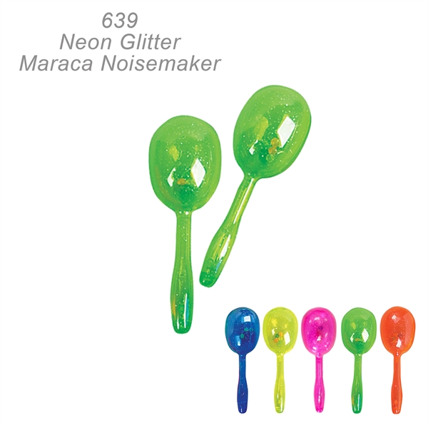 5" Neon Glitter Maraca Noise Maker - Musical Toy Noisemaker - Image 5
