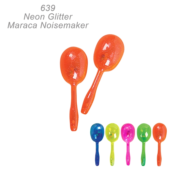 5" Neon Glitter Maraca Noise Maker - Musical Toy Noisemaker - Image 7