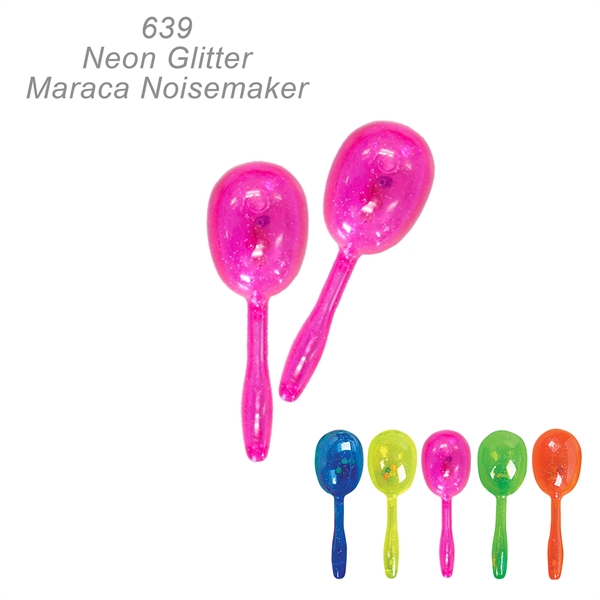5" Neon Glitter Maraca Noise Maker - Musical Toy Noisemaker - Image 9