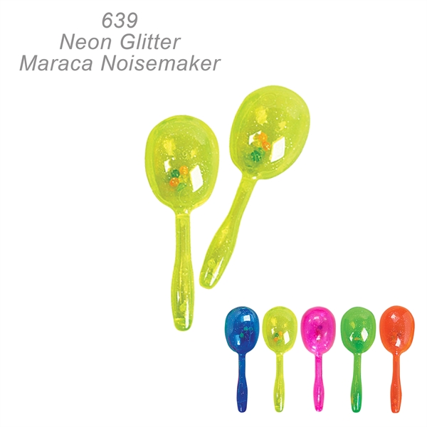 5" Neon Glitter Maraca Noise Maker - Musical Toy Noisemaker - Image 11