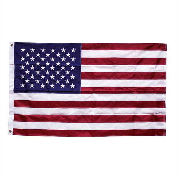 USA Flag Embroidered 12" x 18" - 2.5' x 4' - Image 1