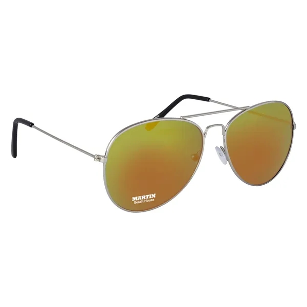 Color Mirrored Aviator Sunglasses - Image 5