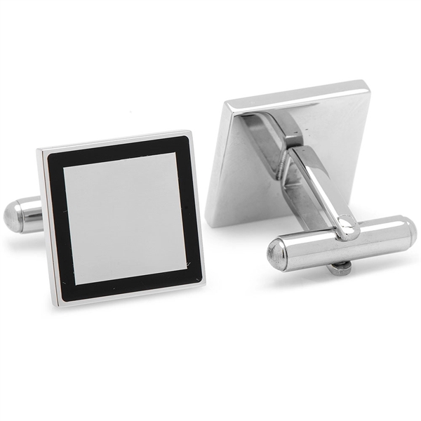 Stainless Steel Square Engravable Framed Cufflinks - Image 3