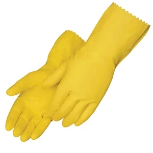Yellow Latex Unsupported Flock Lined Glove