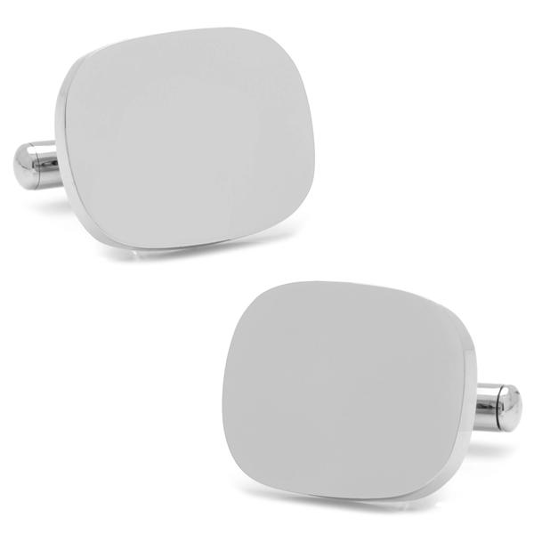 Stainless Steel Soft Rectangle Engravable Cufflinks - Image 1