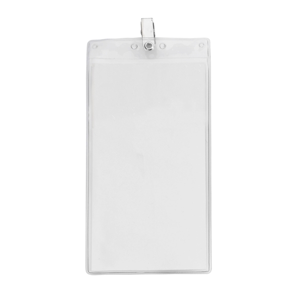 Oversized Vertical Blank Vinyl Pouch with Bulldog Clip