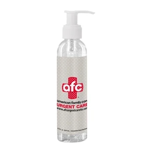 8 oz Clear Sanitizer in Clear Bottle with Pump