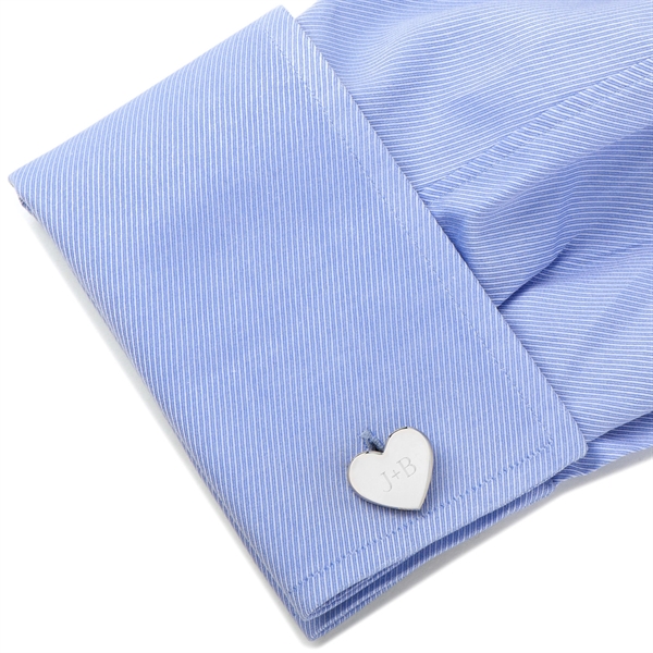 Stainless Steel Heart Shaped Engravable Cufflinks - Image 3