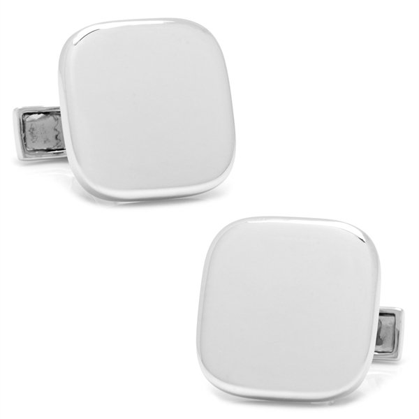 Sterling Silver Soft Square Engravable Cufflinks - Image 1