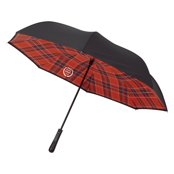 48" Arc Soho Tartan Inversion Umbrella - Image 7