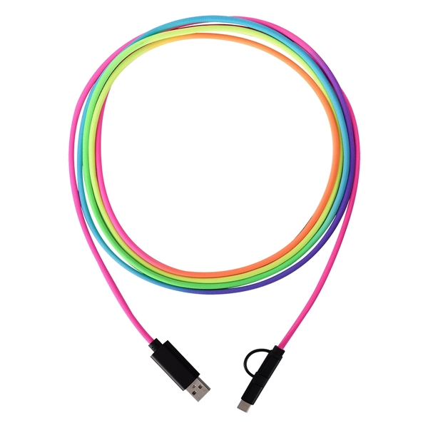3-In-1 10 Ft. Rainbow Braided Charging Cable - Image 2