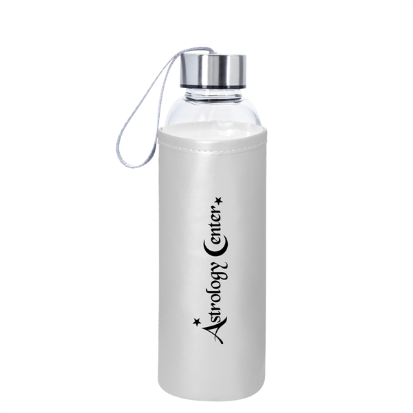 18 Oz. Aqua Pure Glass Bottle With Metallic Sleeve - Image 6